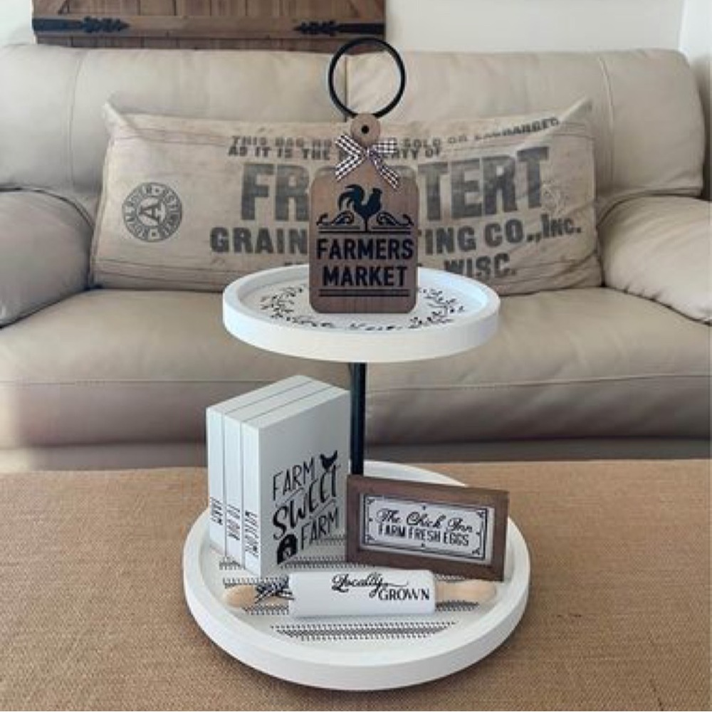 Farmhouse Tier Tray 5 Piece Set Including Tier Tray
